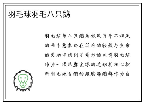 羽毛球羽毛八只鹅